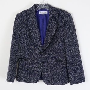 Tahari Purple Tweed Blazer Jacket 8P Petite